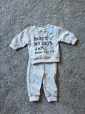 Unbranded Cream Kids Sweatpants & Joggers Set - Cozy Graphic Top